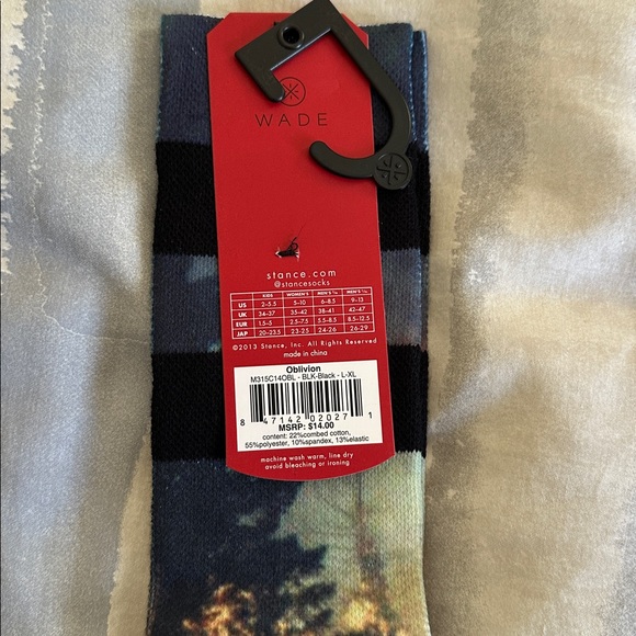 Stance Mens Crew Socks D Wade Collection Combed Cotton Large 9-13 Oblivion Art - Picture 3 of 4